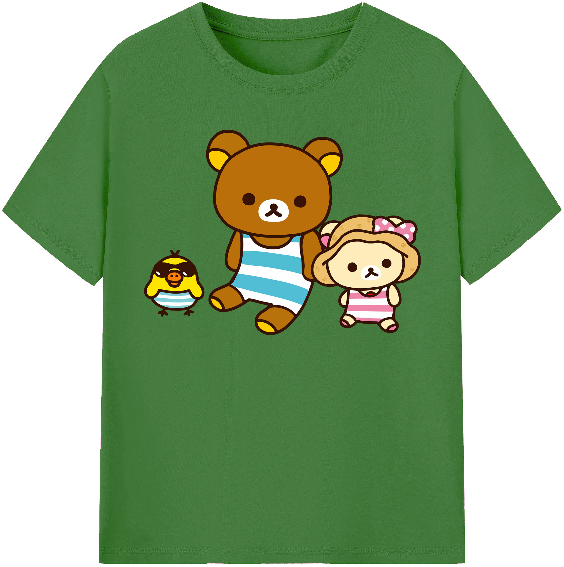 （画像用） リラックマ リラックマ キイロイトリ Rilakkuma Korilakkuma Kiiroitori レディースカジュアルプリントTシャツ（綿100％）